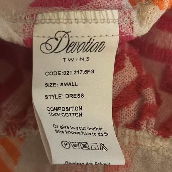 DEVOTION TWINS Anthropologie Embroidered Square-Neck Mini Dress Size S Pink - Picture 12 of 13